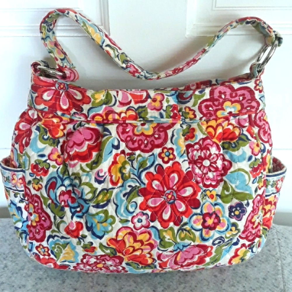 Vera Bradley hobo shoulder bag in floral pink green and blue